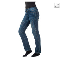 Cargar imagen en el visor de la galería, Pantalon moto mujer RAINERS Valentina-clear (vaquero/kevlar)